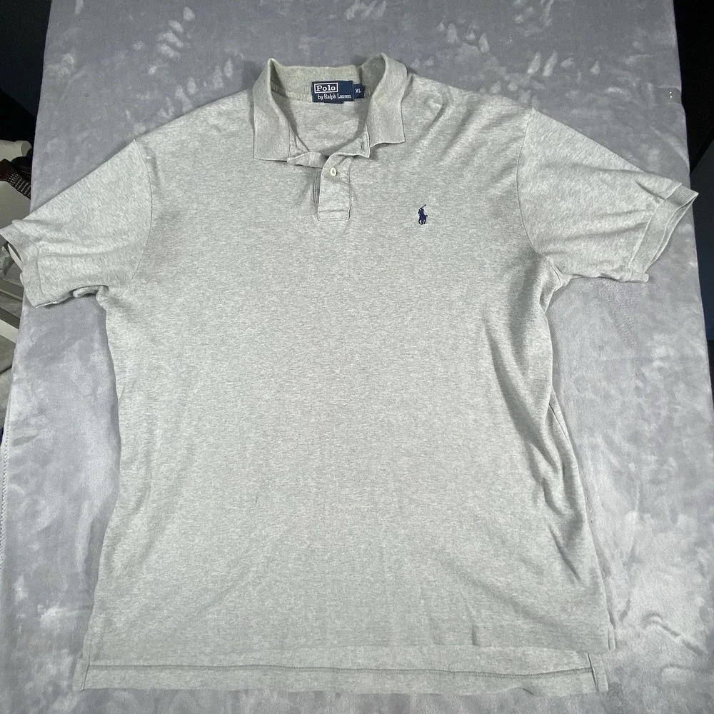 Polo Ralph Lauren Polo Shirt Mens Extra Large‎ Short Sleeve Gray Navy Pony XL